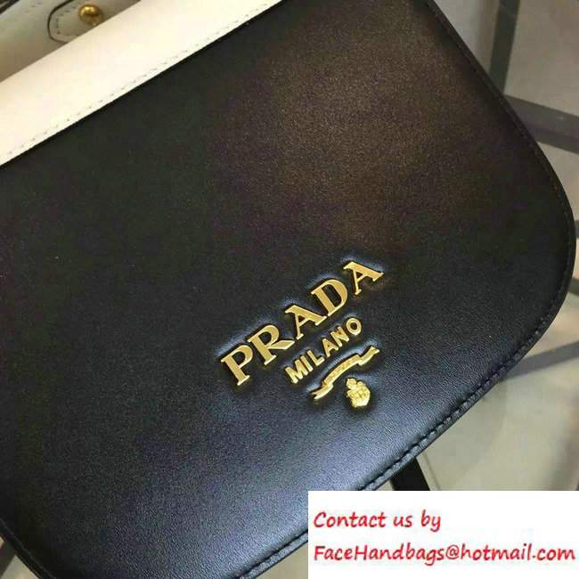 Prada Pionniere Calf Leather Shoulder Bag 1BD039 Black/White 2016