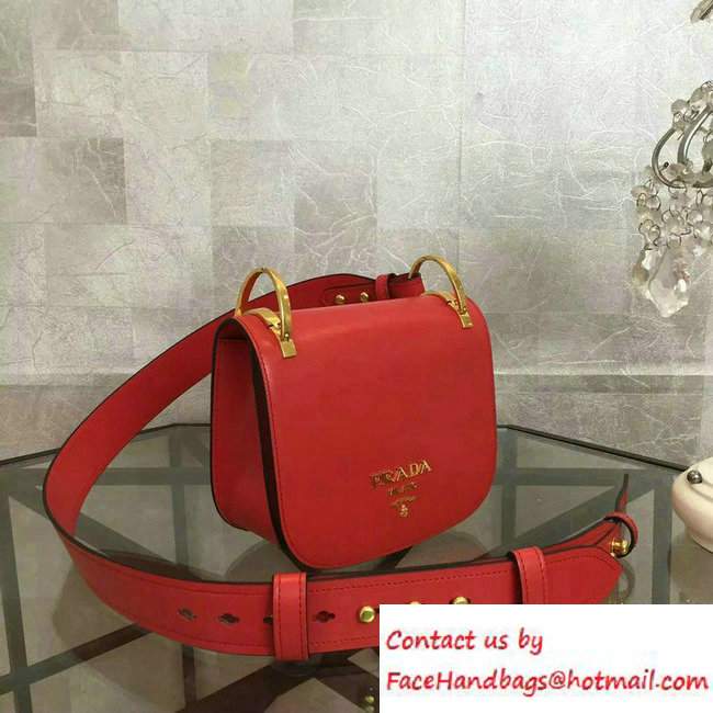 Prada Pionniere Calf Leather Shoulder Bag 1BD039 Red 2016