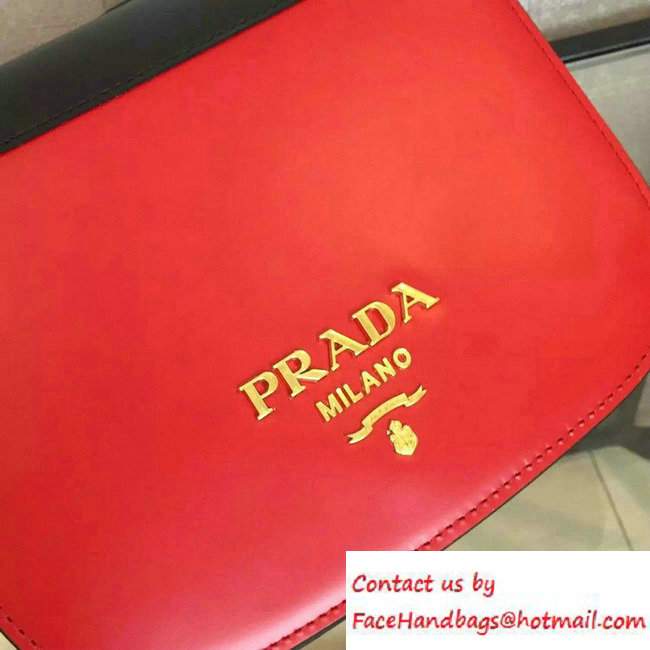 Prada Pionniere Calf Leather Shoulder Bag 1BD039 Red/Black 2016