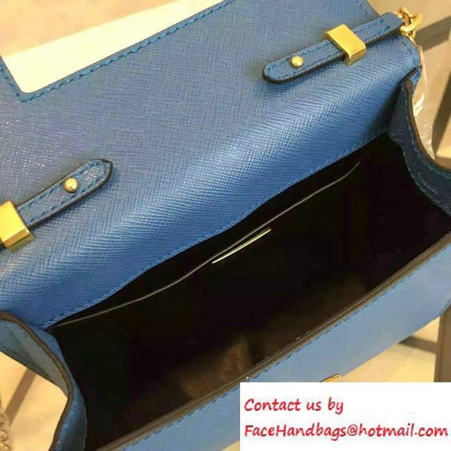 Prada Saffiano Leather Shoulder Bag 1BH007 Blue 2016