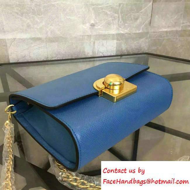 Prada Saffiano Leather Shoulder Bag 1BH007 Blue 2016