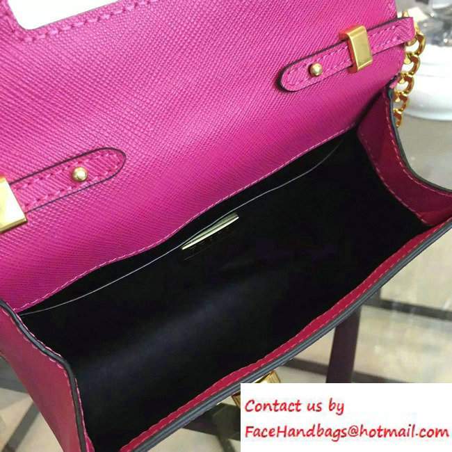 Prada Saffiano Leather Shoulder Bag 1BH007 Fushia 2016