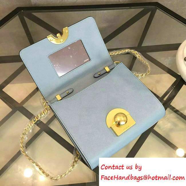 Prada Saffiano Leather Shoulder Bag 1BH007 Sky Blue 2016