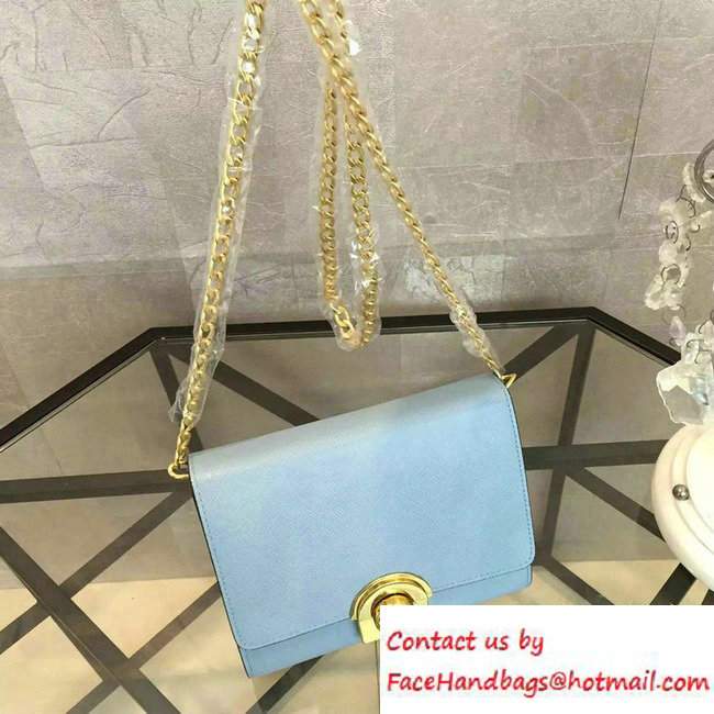 Prada Saffiano Leather Shoulder Bag 1BH007 Sky Blue 2016