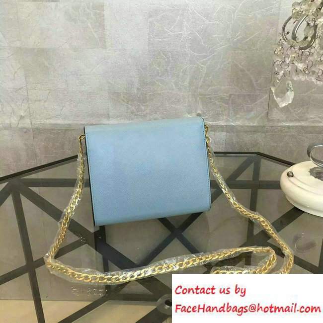 Prada Saffiano Leather Shoulder Bag 1BH007 Sky Blue 2016