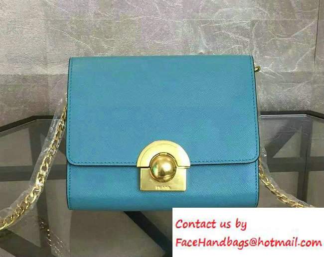 Prada Saffiano Leather Shoulder Bag 1BH007 Turquoise 2016