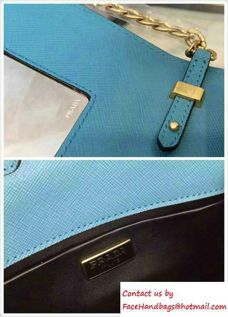 Prada Saffiano Leather Shoulder Bag 1BH007 Turquoise 2016