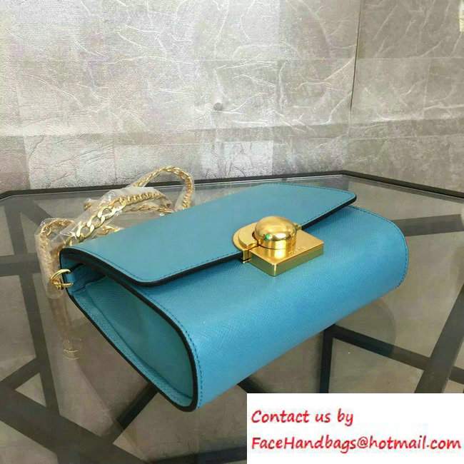 Prada Saffiano Leather Shoulder Bag 1BH007 Turquoise 2016