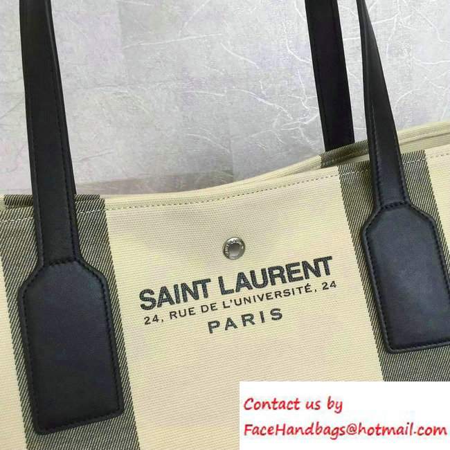 Saint Laurent Canvas Beach Shopping East/West Tote Bag 413054 Beige 2016