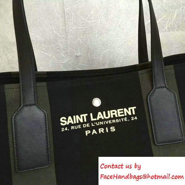 Saint Laurent Canvas Beach Shopping East/West Tote Bag 413054 Black 2016