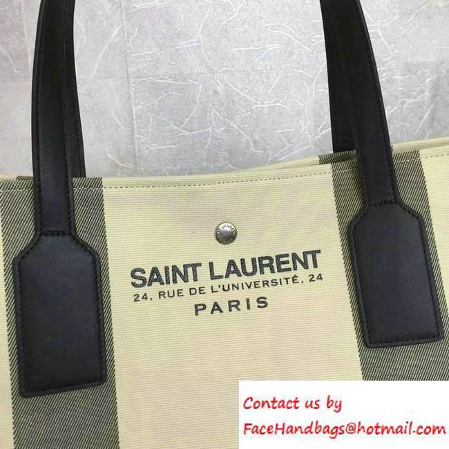 Saint Laurent Canvas Beach Shopping East/West Tote Bag 413055 Beige 2016