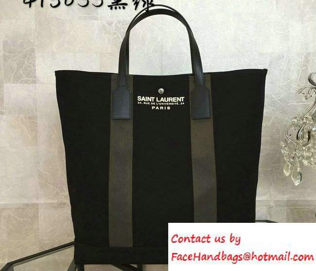 Saint Laurent Canvas Beach Shopping East/West Tote Bag 413055 Black 2016