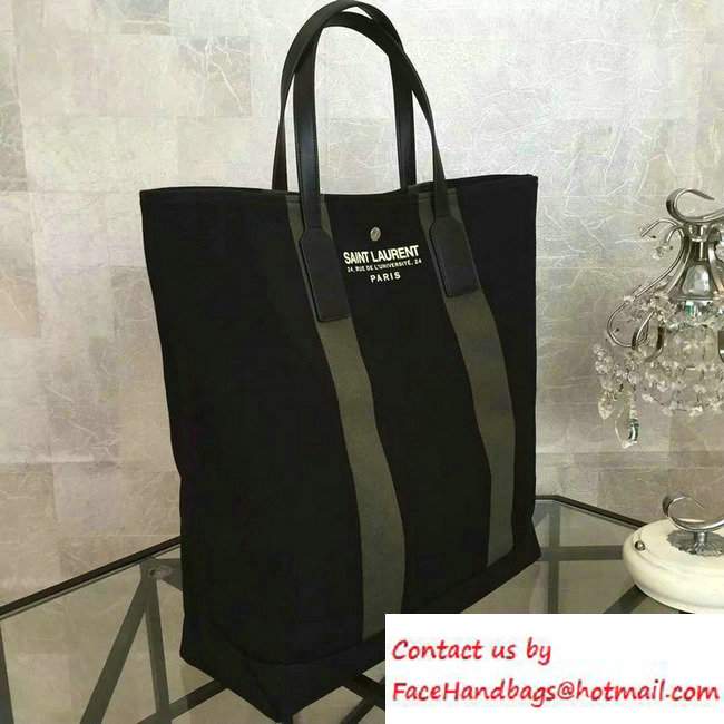 Saint Laurent Canvas Beach Shopping East/West Tote Bag 413055 Black 2016