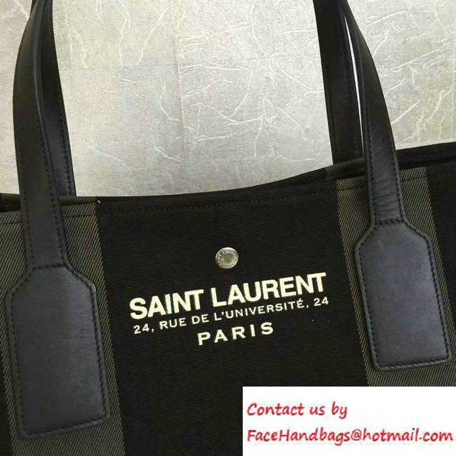 Saint Laurent Canvas Beach Shopping East/West Tote Bag 413055 Black 2016