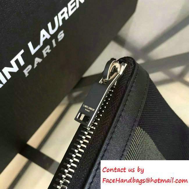 Saint Laurent Canvas Beach Tablet Pouch Clutch Bag 414764 Black 2016