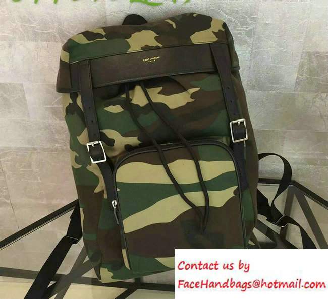 Saint Laurent Canvas Hunting Rucksack Backpack 342609 Camouflage