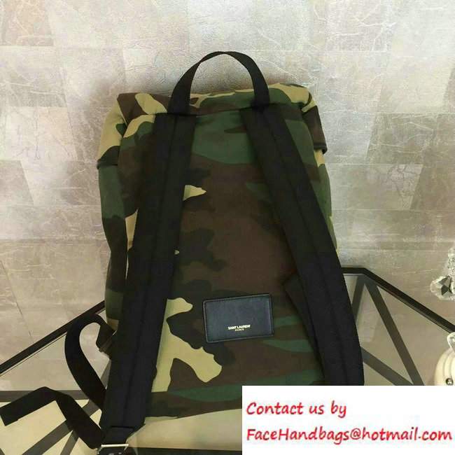 Saint Laurent Canvas Hunting Rucksack Backpack 342609 Camouflage