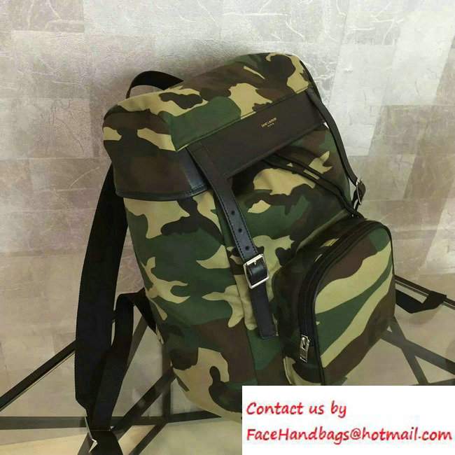 Saint Laurent Canvas Hunting Rucksack Backpack 342609 Camouflage