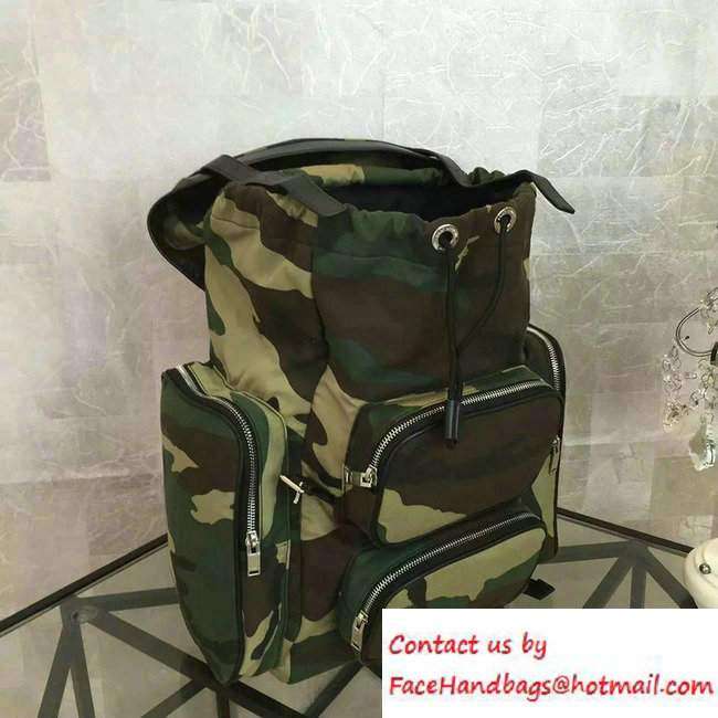 Saint Laurent Cotton Hunting Multi-Pocket Rucksack Backpack 414739 Camouflage