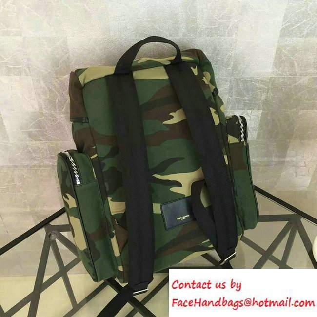 Saint Laurent Cotton Hunting Multi-Pocket Rucksack Backpack 414739 Camouflage