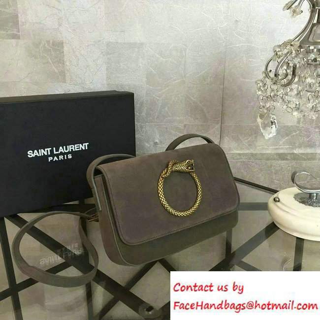 Saint Laurent Eddie Serpent Satchel Flap Front Bag In Vintage Leather 439666 Gray 2016