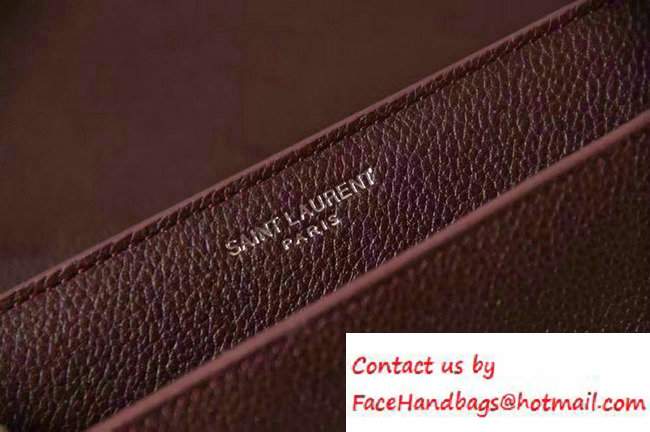 Saint Laurent Medium Sunset Monogram Flap Front Bag In Grained Leather 442906 Burgundy 2016