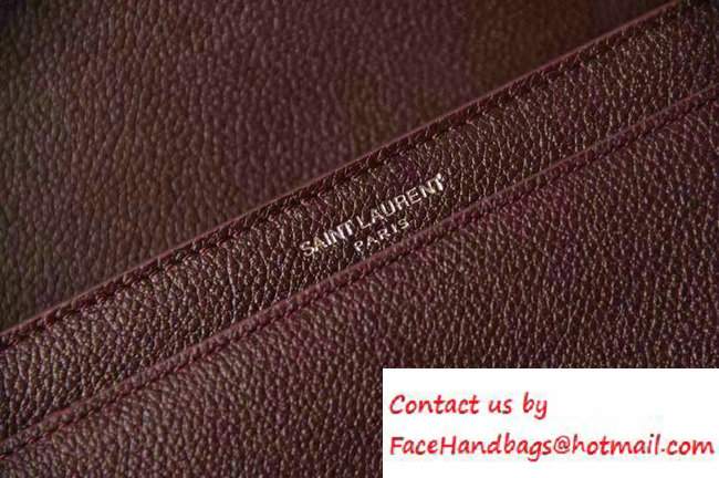 Saint Laurent Small Sunset Monogram Flap Front Bag In Grained Leather 441972 Burgundy 2016