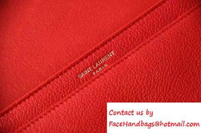 Saint Laurent Small Sunset Monogram Flap Front Bag In Grained Leather 441972 Red 2016