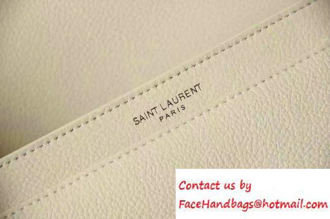 Saint Laurent Small Sunset Monogram Flap Front Bag In Grained Leather 441972 White 2016