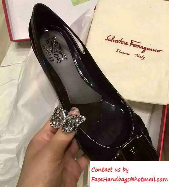 Salvatore Ferragamo Heel 3cm Bermuda Jelly Flats Black