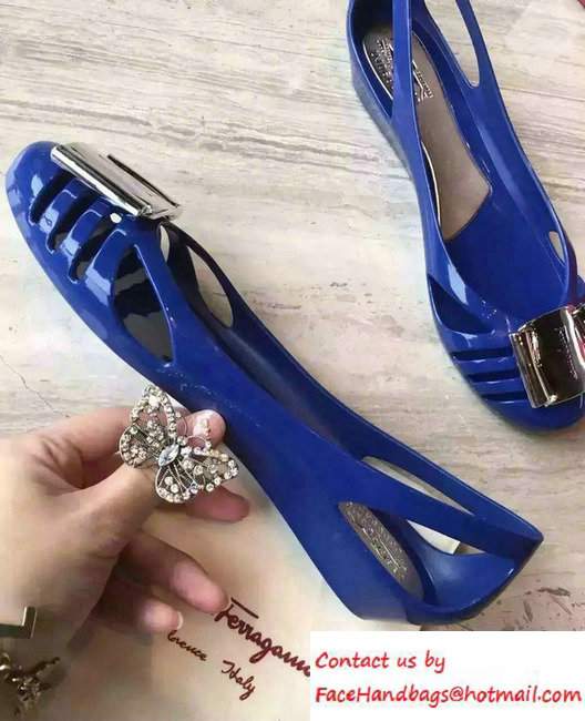 Salvatore Ferragamo Heel 3cm Bermuda Jelly Flats Blue