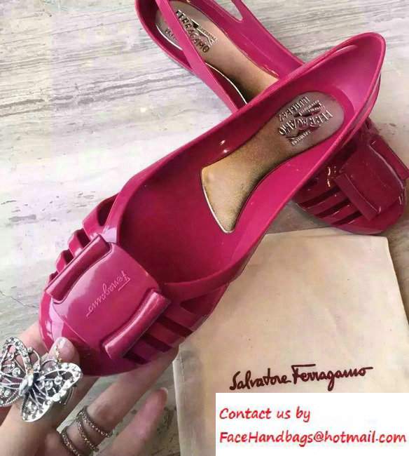 Salvatore Ferragamo Heel 3cm Bermuda Jelly Flats Fushia