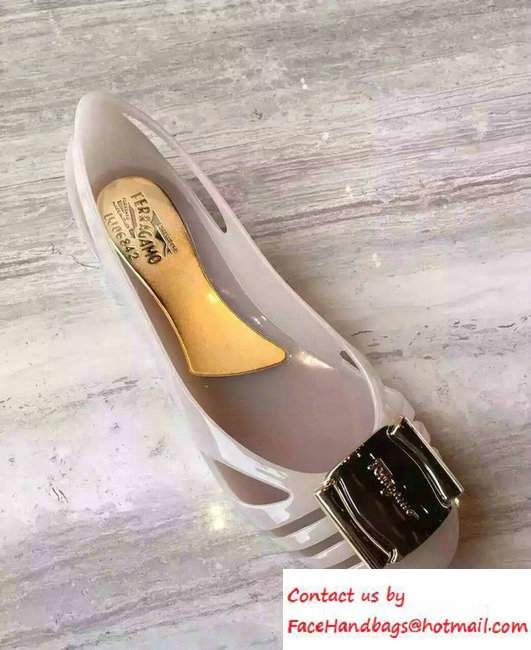 Salvatore Ferragamo Heel 3cm Bermuda Jelly Flats Nude