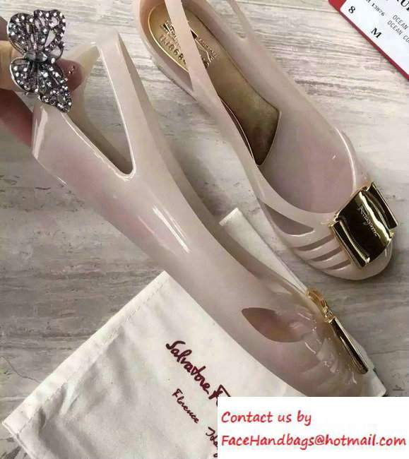 Salvatore Ferragamo Heel 3cm Bermuda Jelly Flats Nude