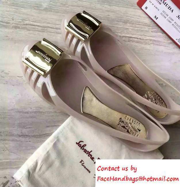 Salvatore Ferragamo Heel 3cm Bermuda Jelly Flats Nude