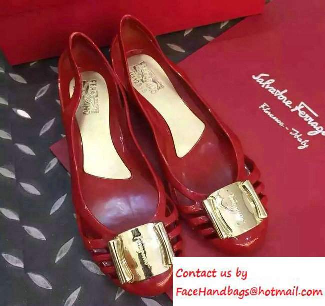 Salvatore Ferragamo Heel 3cm Bermuda Jelly Flats Red