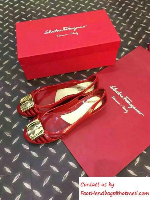 Salvatore Ferragamo Heel 3cm Bermuda Jelly Flats Red