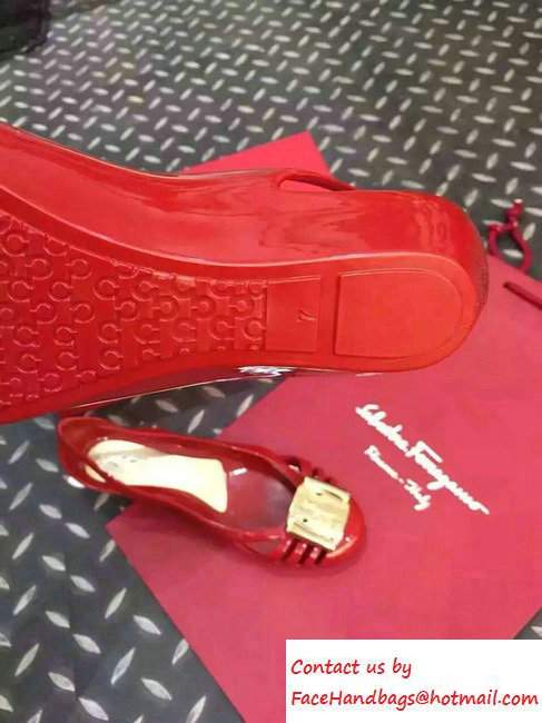 Salvatore Ferragamo Heel 3cm Bermuda Jelly Flats Red