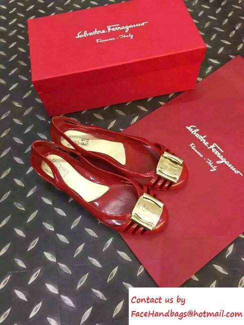 Salvatore Ferragamo Heel 3cm Bermuda Jelly Flats Red