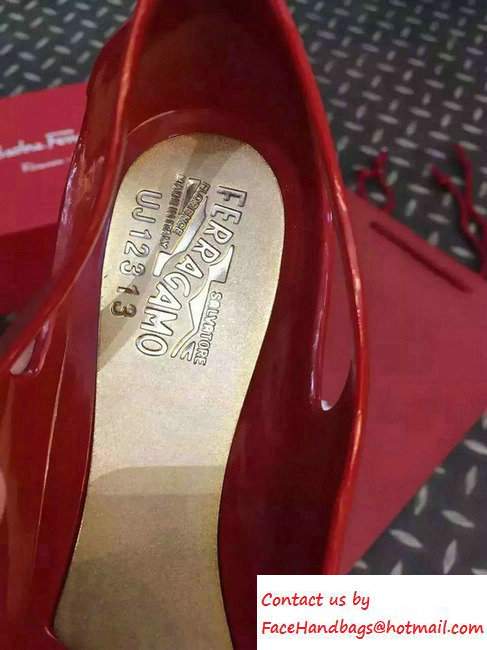 Salvatore Ferragamo Heel 3cm Bermuda Jelly Flats Red