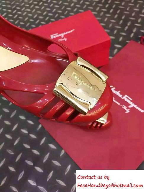 Salvatore Ferragamo Heel 3cm Bermuda Jelly Flats Red