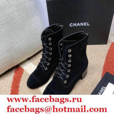 Chanel CC Logo Suede Boots Black 2020