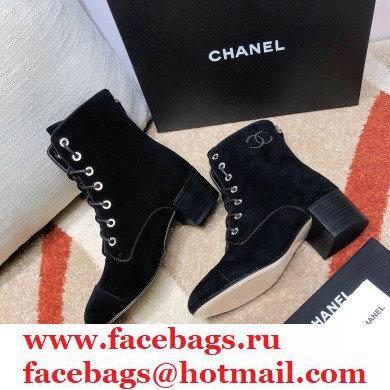 Chanel CC Logo Suede Boots Black 2020