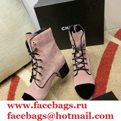 Chanel CC Logo Suede Boots Nude Pink 2020