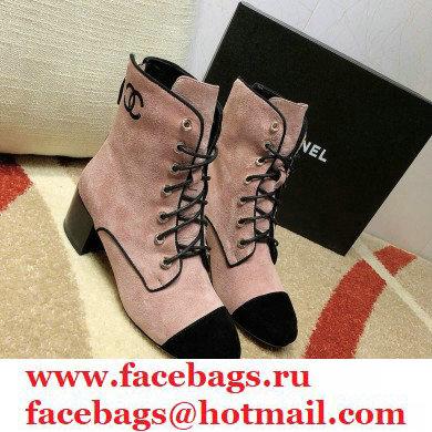 Chanel CC Logo Suede Boots Nude Pink 2020