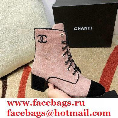 Chanel CC Logo Suede Boots Nude Pink 2020