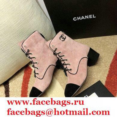 Chanel CC Logo Suede Boots Nude Pink 2020