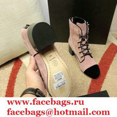 Chanel CC Logo Suede Boots Nude Pink 2020