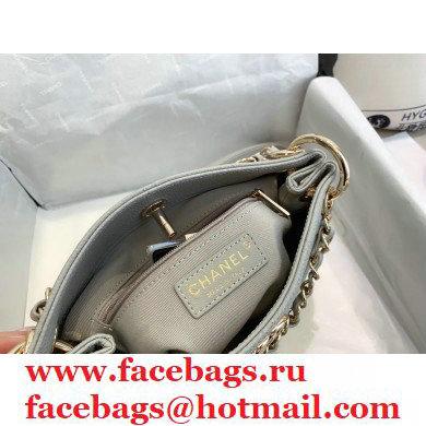 Chanel Caviar Leather Drawstring Bucket Bag Gray 2020