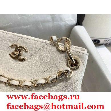 Chanel Caviar Leather Drawstring Bucket Bag White 2020